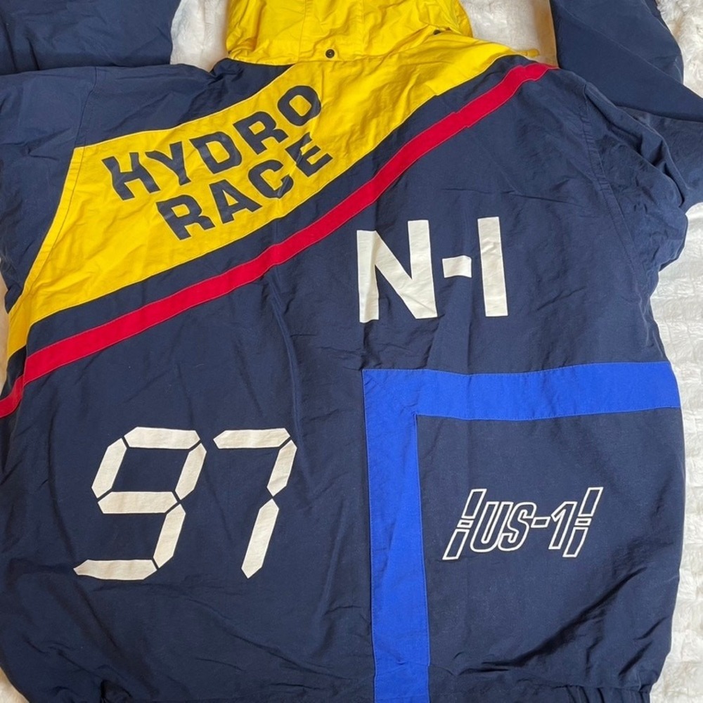 Nautica Hydro Race 97 Colorblock Hooded Jacket‎ Red Yellow Navy Mens XL